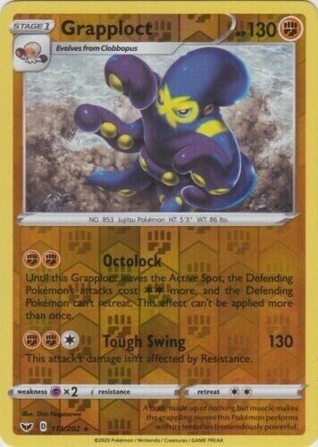 Pokemon - Grapploct - 113/202 -SWORD & SHIELD BASE SET - Reverse Holo RARE - NM