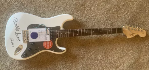 Buddy Guy Signed Autographed White Squier Strat Electric Guitar W/ Buddy Guy COA