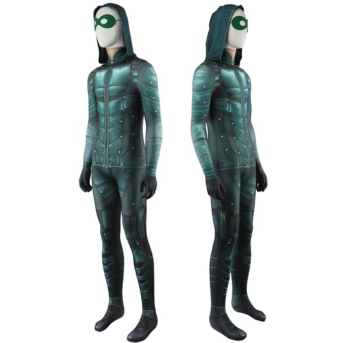 Green Arrow Hood Oliver Queen Printed Jumpsuit  Costume Cosplay Halloween - Picture 7 of 10