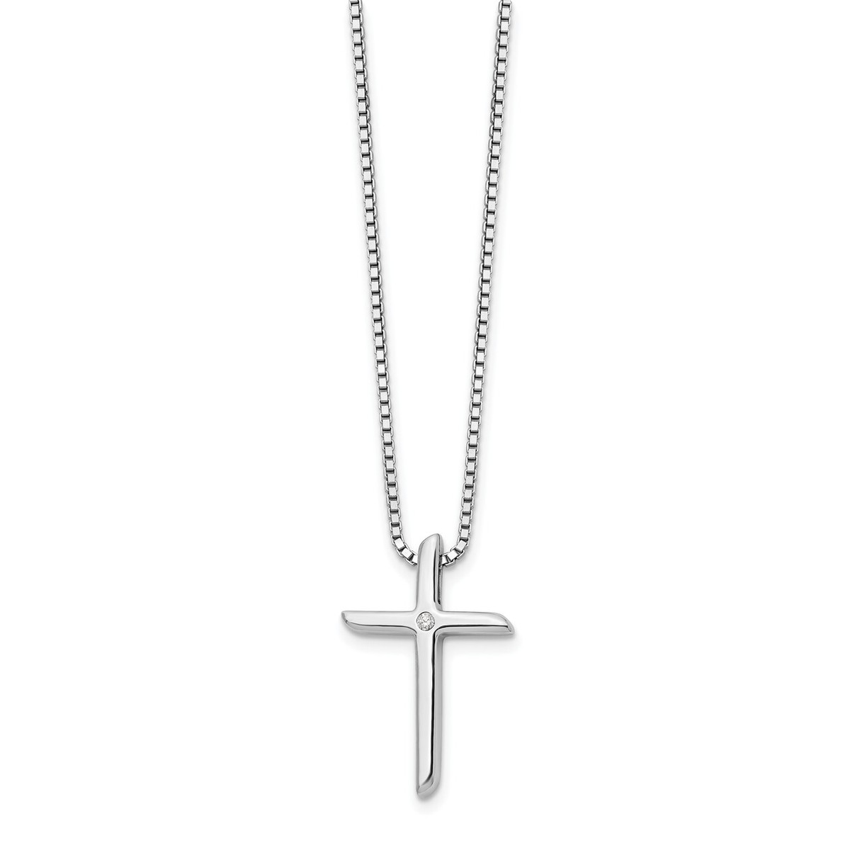 Sterling Silver White Ice .01ct. Diamond Cross 18 Sterling Silver White Ice .01ct. Diamond Cross 18
