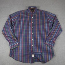 Peter Millar Shirt Mens Large Purple Plaid Long Sleeve Button Down Sport Shirt