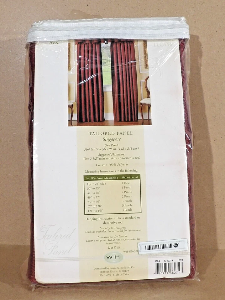 Painel sob medida Whole Home Singapore VERMELHO 56" x 95" NOVO pacote de desgaste - Imagem 2 de 4