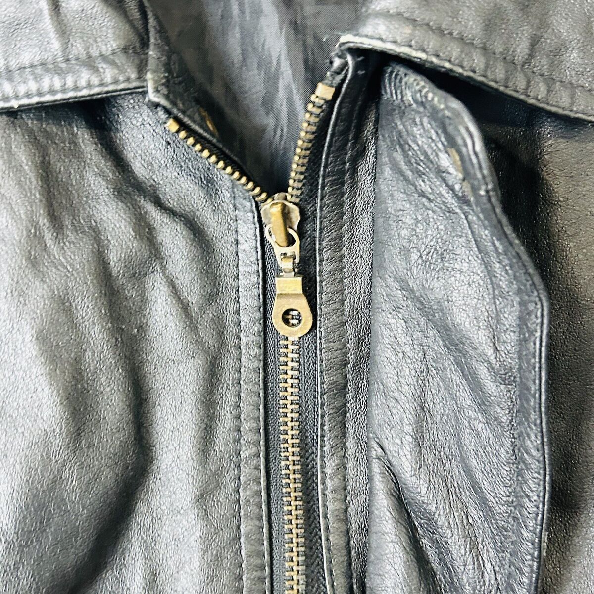 VTG Black Leather Motorcycle Jacket Mens XL Great Seal State VTG Black Leather Motorcycle Jacket Mens XL Great Seal State