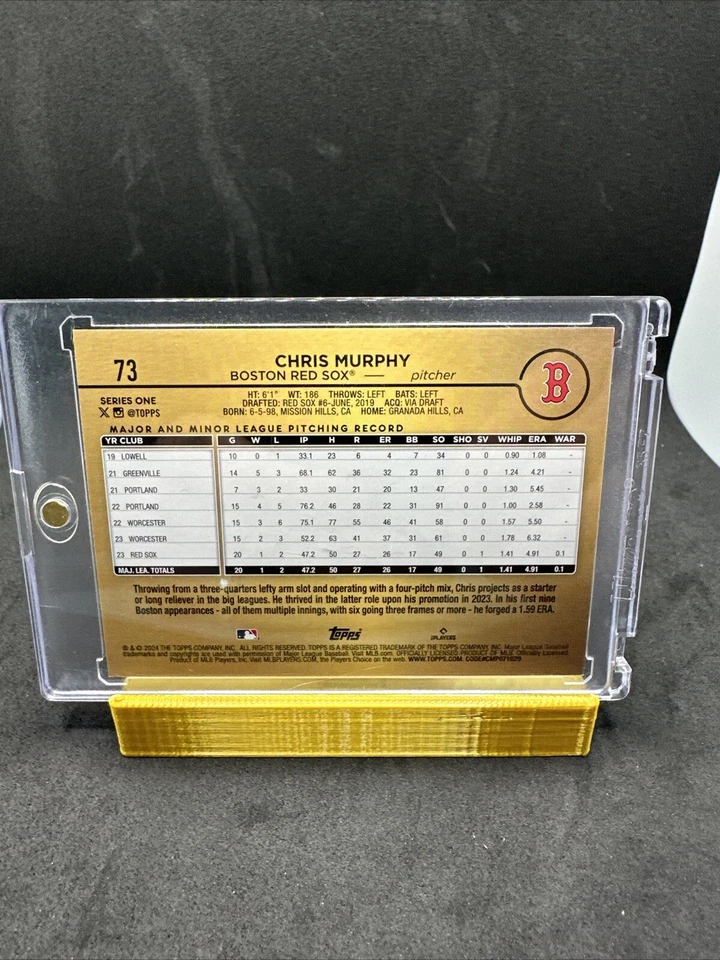 2024 Topps Series 1 Chris Murphy Golden Mirror RC SSP #73 - Red Sox - Image 2 of 2