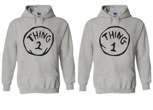 Thing 1 Thing 2 Pareja Divertido Hombres Prenda para el torso Unisex Sudadera con Capucha 2021-22 | eBay
