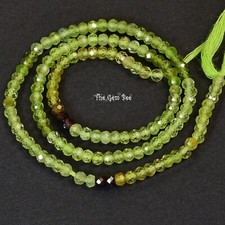3.3mm Grossular Green Garnet Faceted Rounded Rondelle Beads 12.8 Inch Strand