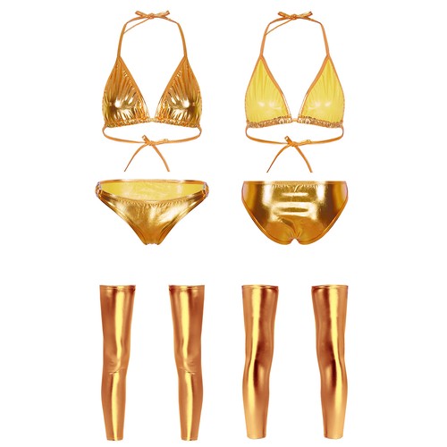 Conjunto de lencería para mujer sujetador de piscina con calzoncillos y medias halter traje de baño fiesta - Imagen 36 de 50