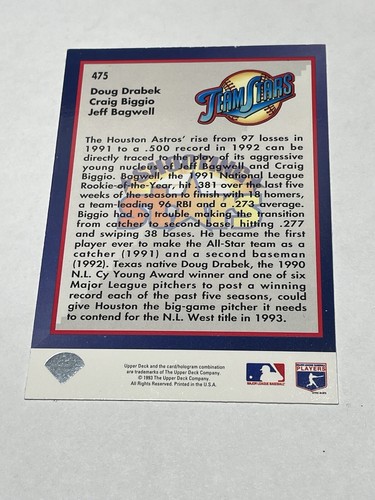 Astros HOF Jeff Bagwell /Craig Biggio +Doug Drabek Signed Autographs #495 Card🌟 - Picture 2 of 5