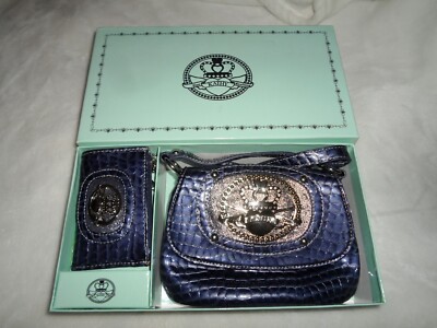 Kathy Van Zeeland*Purple CROCODILE EMBOSSED CROSSBODY COIN PURSE*NIB*GIFT  SET