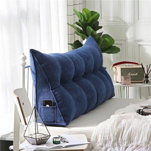 Twin Queen King Velvet Wedge @rest Bed Pillow Cushion Reading Triangular - Picture 50 of 66