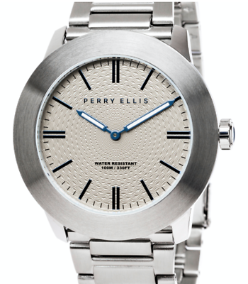 Mens's Watch Perry Ellis Slim Line Silver Stainless Steel 46mm