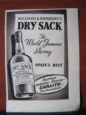 Vintage- Williams & Humbert's Sherry - 1954 magazine advertising - 5 x 7 inches