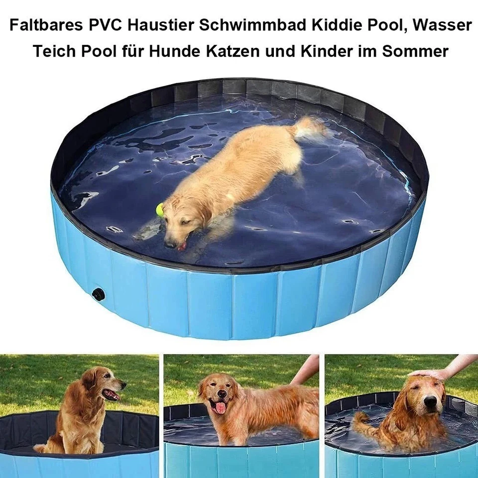Piscine Extérieure Pliable Portable Animal Compagnie Plastique Baignoire Enfant - Photo 2/4