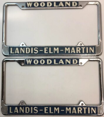 NICE RARE PAIR 1970s ( WOODLAND CA. ) FORD  DEALER-LICENSE PLATE FRAME-VINTAGE