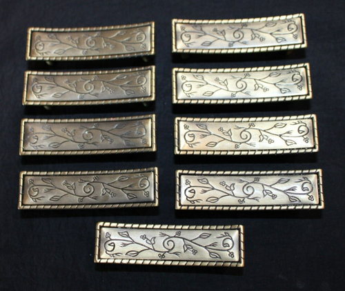 Lot of 9 Amerock Vineyard Elegant Brass 3"cc Leaf Drawer Bar Pull BP4465-1-#9 - Picture 3 of 13