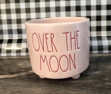 Rae Dunn Pink OVER THE MOON Ceramic Footed 3.5&rdquo; Succulent Planter Free Shipping