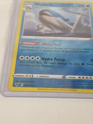 Wailord Hp 200 Water Holo #32/185 Pokemon 2020 Card | eBay