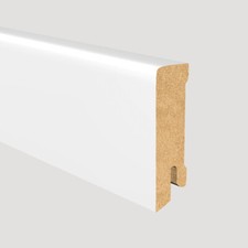 24 m Fußleiste Modern Designsockelleiste 80/16 mm foliert MDF Weiß RAL9016