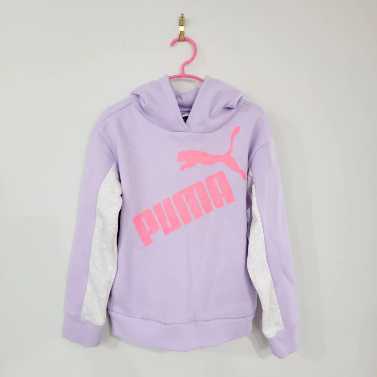 NWT Girls Puma Fleece Lined Pull Over Hoodie size S 7 Light Purple