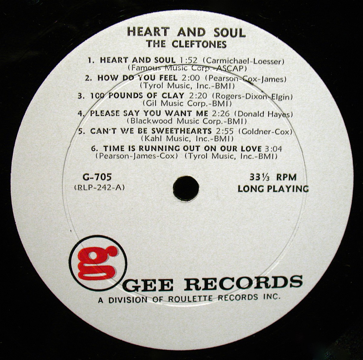 THE CLEFTONES-HEART AND SOUL-Mega Rare Doo Wop Album-GEE #G