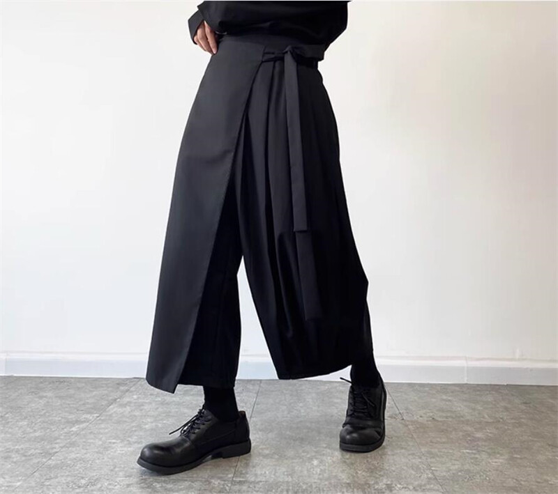 Japanese style men's culottes Retro High Waist Pants
