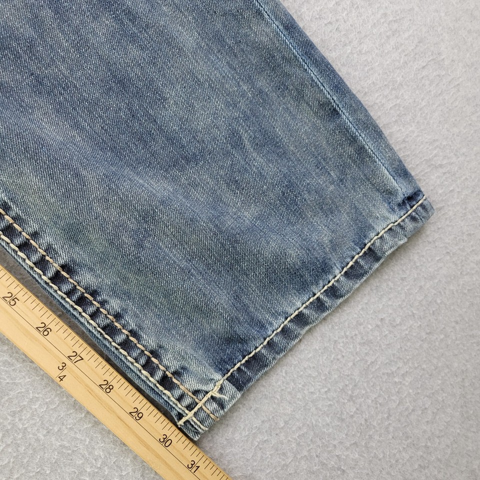 Express Kingston Jeans Mens 36 Bootcut Classic Distressed Blue Denim 37