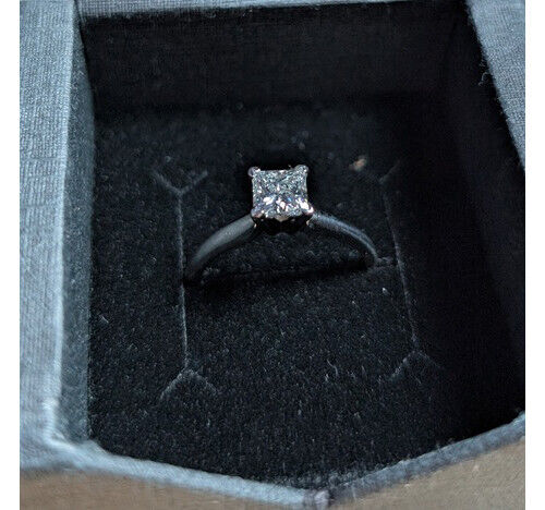 18KT White Gold .73 CT Princess Cut Real Diamond Ring IGI Certified - Picture 8 of 15