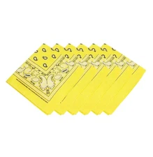 Bandana Classic Paisley Face Cover Mask Yellow Scarf 100% Cotton Head Wrap 6 pcs