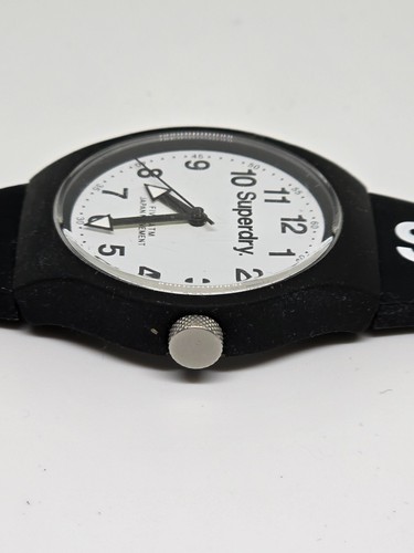 SUPERDRY Urban Mens Analog Black Watch with White Dial and Black Strap SYG164BW - Picture 9 of 12