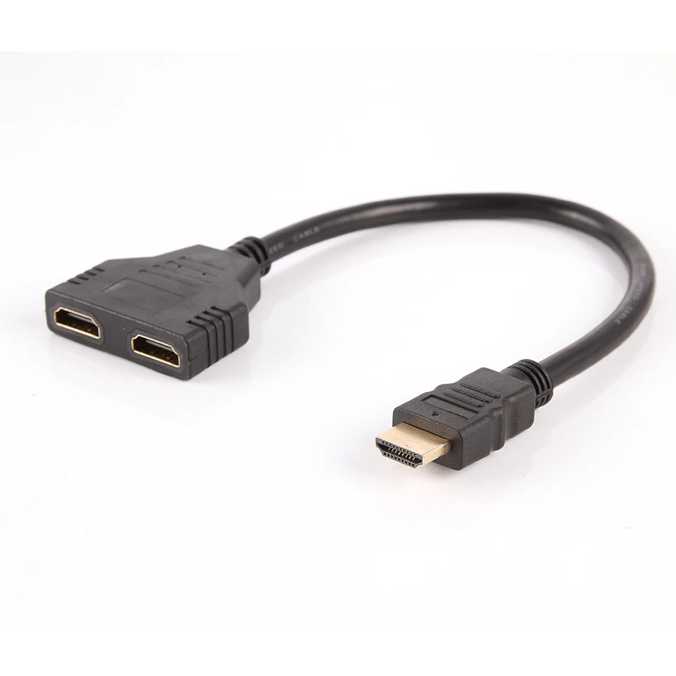 1080P HDMI Male to 2 Dual Female 1 In 2 Out Splitter Cable Adapter Converter PS3 - Image 2 of 4