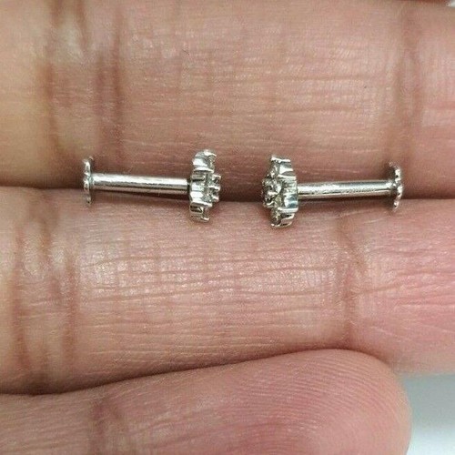 18ct White/Yellow Gold Diamond Stud Earrings 0.16ct Child friendly safe & secure - Picture 4 of 7
