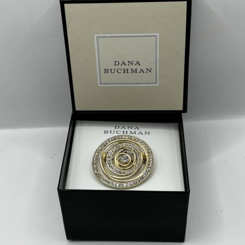 Dana Buchman Clear Rhinestone Goldstone Circle Brooch NIB Stunning! - Picture 2 of 6