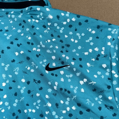 Nike Dri-Fit DX6089-709 Men’s Teal Floral Print Polo Golf Size Large - Picture 8 of 10