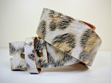 Wechsel-Riemen Ledergürtel ohne Schnalle - "Wild Leo" - weiß/ braun/ schwarz