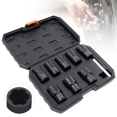 #ad 8 Pcs Wheel Lug Nut Remover Remove Damaged Locked Nuts Bolts Extractor Tools NEW $39.72
