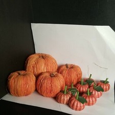 Pumpkins Set of 12 Orange Thanksgiving Halloween Harvest Fall Mix Paper Plastic