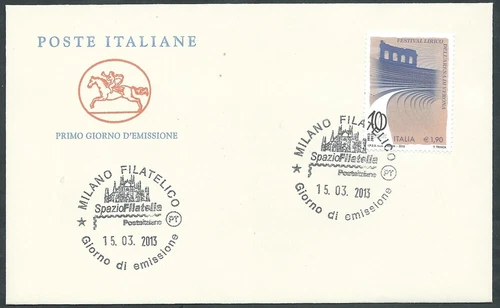 2013 ITALY FDC HORSE OPERA FESTIVAL ARENA DI VERONA NO ARRIVAL STAMP - CG