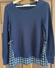 LOFT Size XSmall Navy Blue Long Sleeve Layered Waffle Knit Side Tie Sweater Top