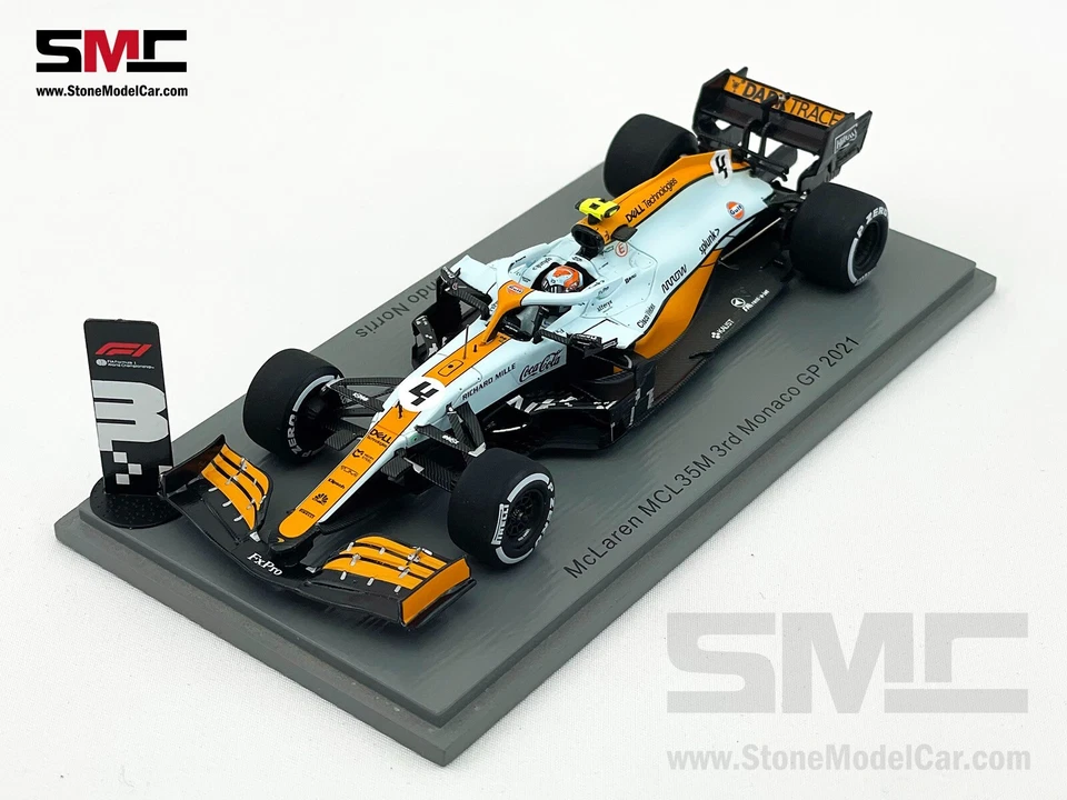 Mclaren F1 MCL35M 4 Lando Norris Monaco 2021 Podium Gulf Livery 1:43 Spark S7679 Foto 3 de 4