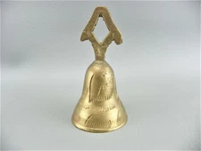 Antique Vintage Handcarved Rustic Primative Mid-Centrury Brass Dinner Bell India