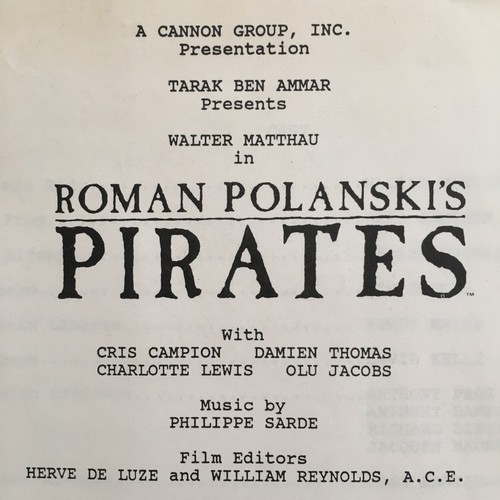 ROMAN POLANSKI 1986 PIRATES Press Kit Production Book Cast & Crew Credits Promo  - Picture 1 of 3