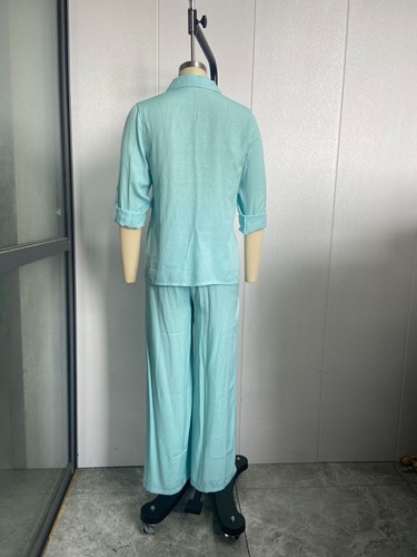 2Pcs Ladies Tracksuit Blouse Tops+Wide Leg Pants Co Ord Set Loungewear PLUS SIZE - Picture 3 of 24