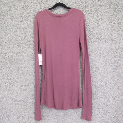 BP. Burgundy Ribbed Long Sleeve Top Size M Stretch EcoVero #4829 - Picture 4 of 13