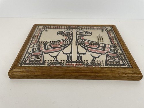 Native Cribbage Board Bird Thunderbird Aztec Vintage Wood No Pegs - Picture 2 of 6
