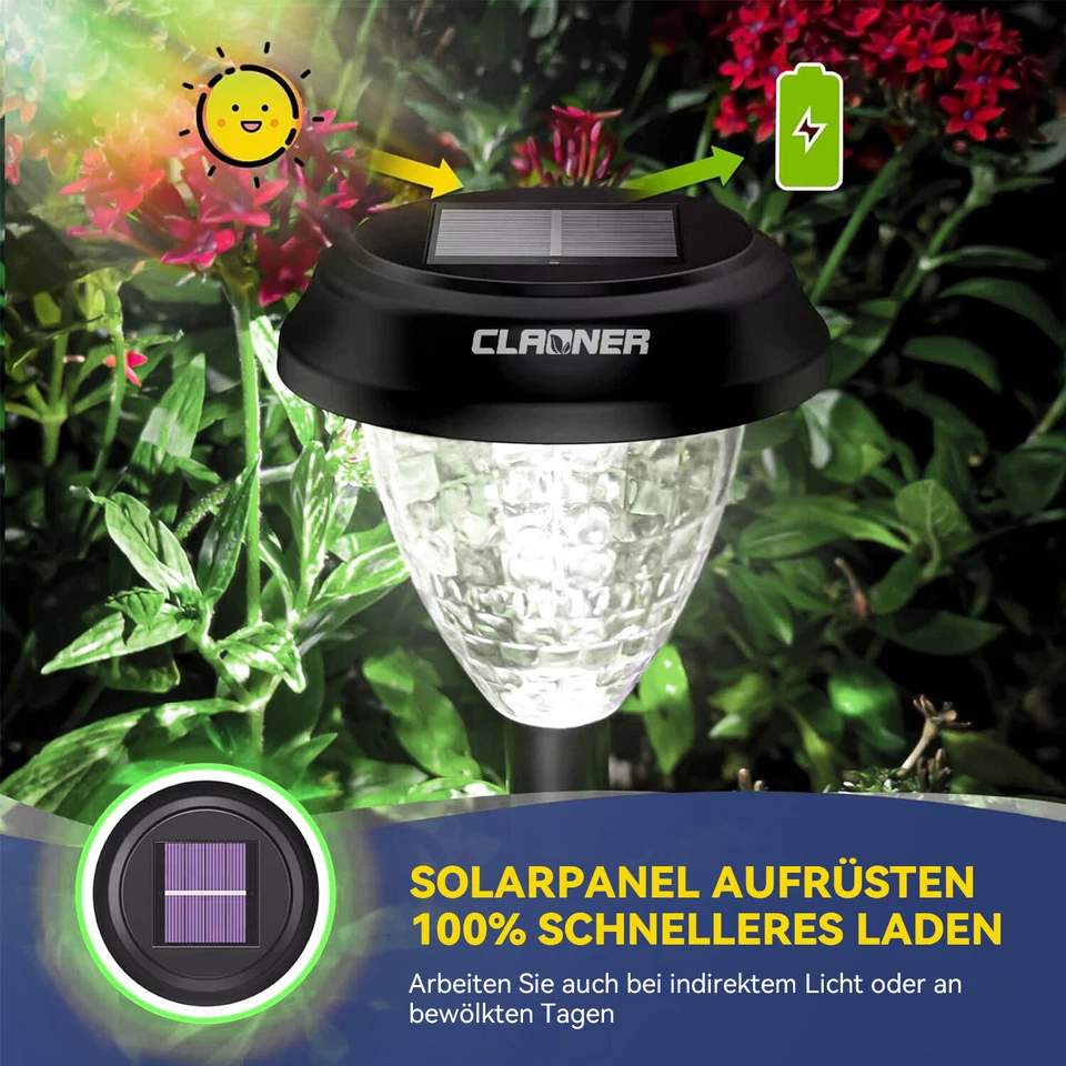 6-24 LED Solarleuchten für Außen Garten Solarlampe Pfadlichter Solar Wegeleuchte - Bild 3 von 4