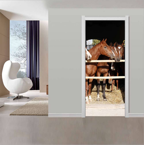 Stable Sticker 3D Wall Art Steed Horse Stable Gate Door Sticker Decal Self-adhesive ...