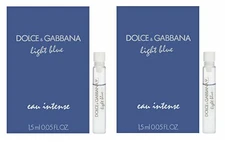 2 Vials LIGHT BLUE Eau Intense DOLCE & GABBANA for Women 0.05 oz 1.5 ml EDP NEW