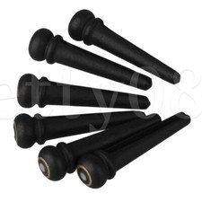 6pcs Acoustic Guitar Bridge End Pins With White Pearl Dot Brass Circle Skirt