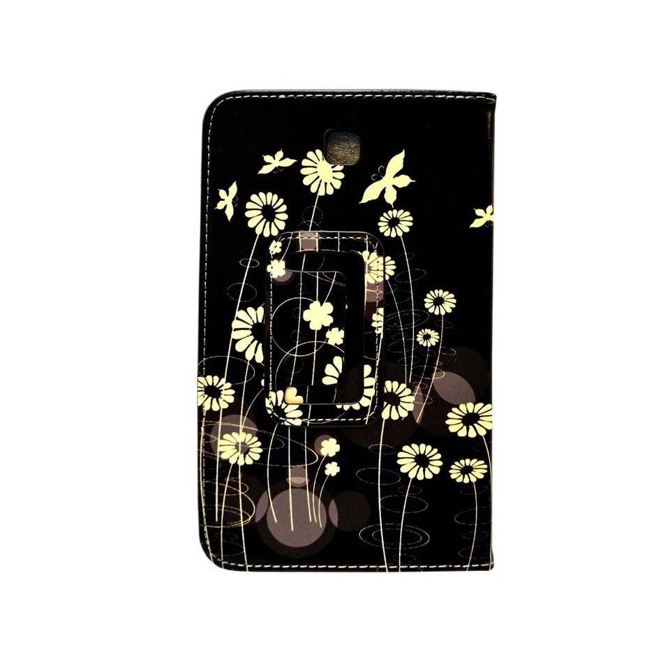 CASE FOR SAMSUNG GALAXY TAB 3 7" BLACK WHITE BUTTERFLY FLOWER PU LEATHER COVER - Image 2 of 4