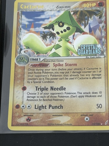 Pokémon Cacturne Delta Species Crystal Guardians Reverse Holo Rare 15/100 HP